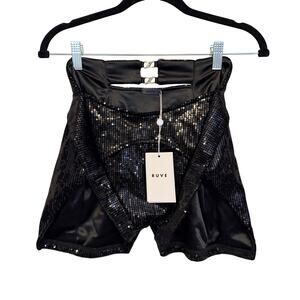 Ruve Liza Hot Pants Shorts S Black Sequin Party Club Disco Glam Y2K Festival NWT
